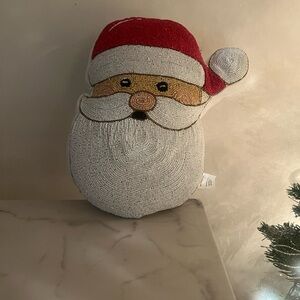 Festive Beaded Santa Claus Holiday Pillow